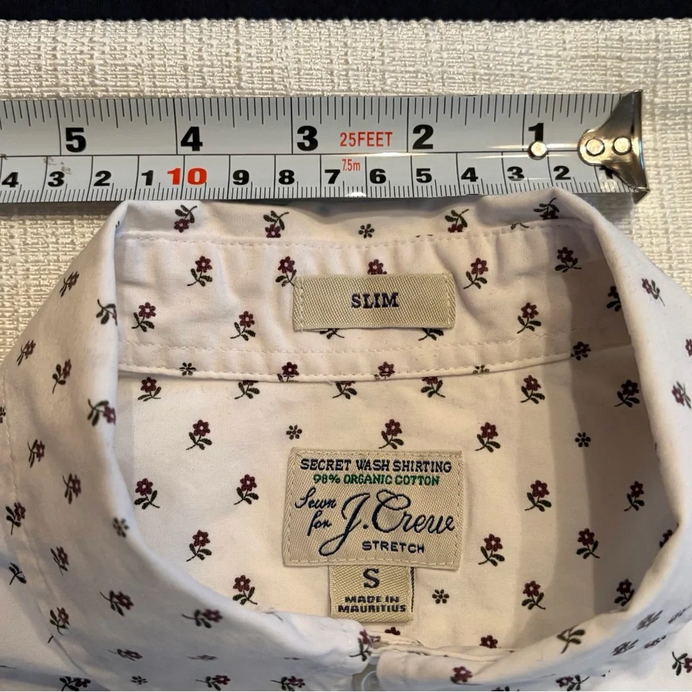 J. Crew White Button-Down‎ Shirt with Navy Microprint